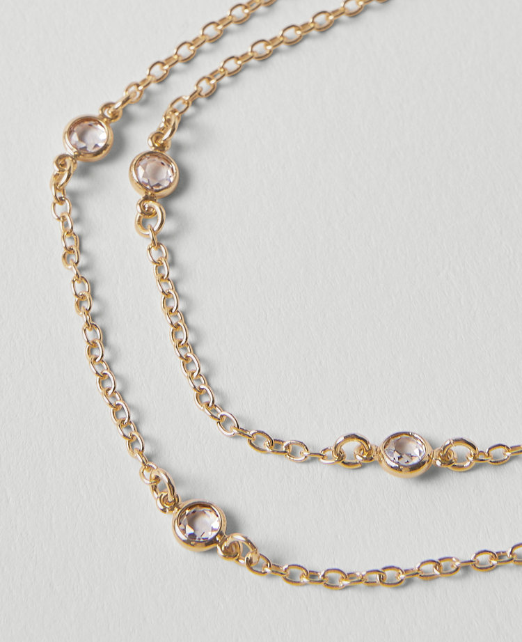 Crystal Inset Double Wrap Necklace